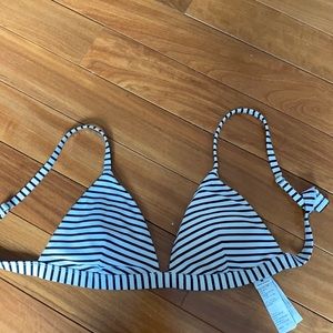 Black and white striped bikini top